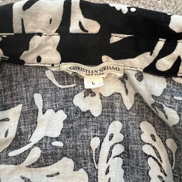 Christian Siriano Women's Cropped Button Down with Tie Floral Size Large - Picture 6 of 10